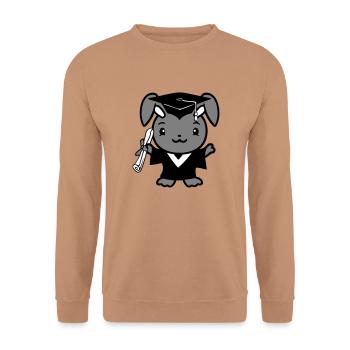 Hase College Schule Abschluss Abitur Zeugnis Süß - Unisex Pullover - Mocca - Vorne - Alina (178cm) & Michal (187cm)