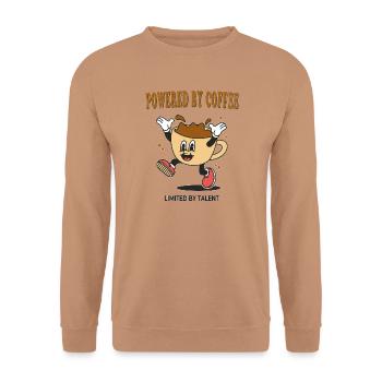 Powered by Coffee – Limited by Talent - Unisex Pullover - Mocca - Vorne - Alina (178cm) & Michal (187cm)