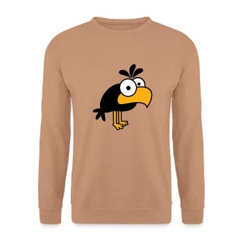 corbeau bande dessinée oiseau se tient debout peeps humour de dessin animé drôle - Sweat-shirt Unisexe - moka - Devant - Alina (178cm) & Michal (187cm)