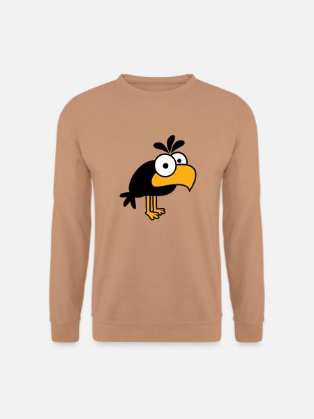 Rabe Comic Vogel steht guckt lustig Cartoon Humor - Unisex Pullover - Mocca