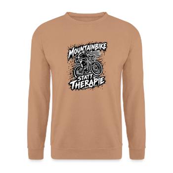 Mountainbike statt Therapie - Unisex Pullover - Mocca - Vorne - Alina (178cm) & Michal (187cm)