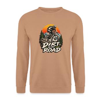 Dirt is my road Mountainbike MTB  - Unisex Pullover - Mocca - Vorne - Alina (178cm) & Michal (187cm)