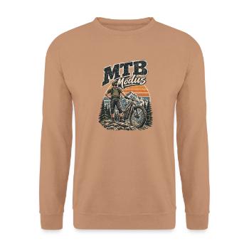 MTB Modus Retro Berglandschaft - Unisex Pullover - Mocca - Vorne - Alina (178cm) & Michal (187cm)