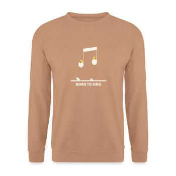 Born to Sing – Musikalische Küken - Unisex Pullover - Mocca - Vorne - Alina (178cm) & Michal (187cm)