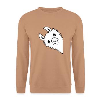 Lama regarde latéral - Sweat-shirt Unisexe - moka - Devant - Alina (178cm) & Michal (187cm)