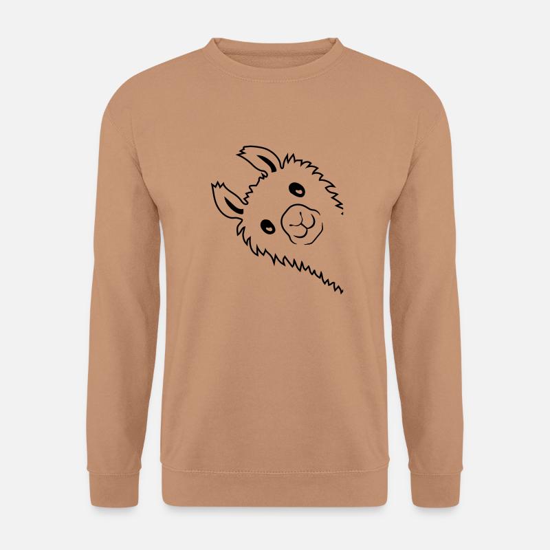 Alpaka guckt seitlich - Unisex Pullover - Mocca
