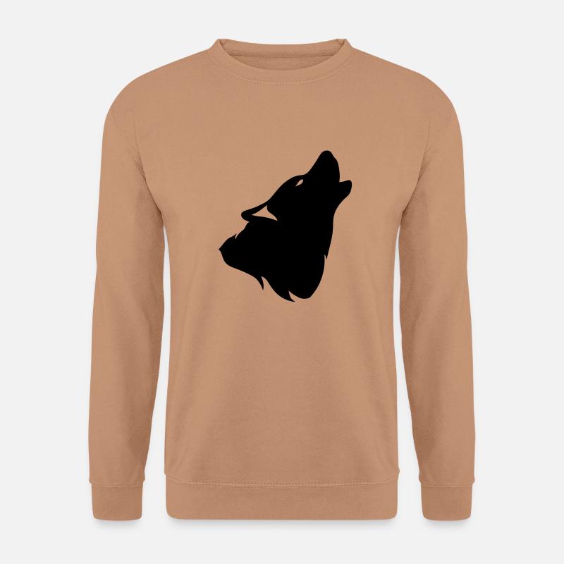 Howling Wolf Silhouette Schatten shadow0 - Unisex Pullover - Mocca