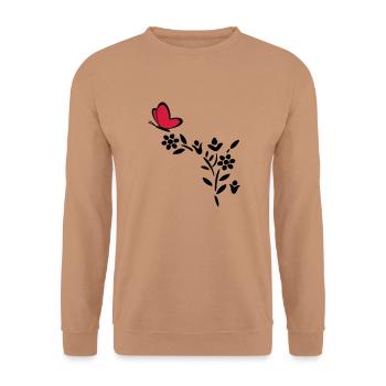 Plant Butterfly Heart - Unisex Sweatshirt - mocha - Front - Alina (178cm) & Michal (187cm)