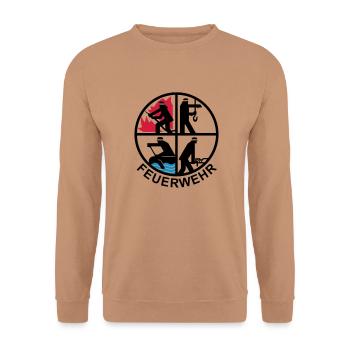 Feuerwehr 4 Logo 1 - Unisex Pullover - Mocca - Vorne - Alina (178cm) & Michal (187cm)