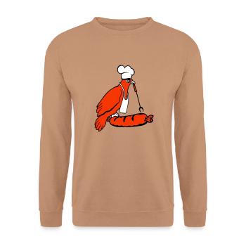 Bird grilling sausage grilling delicious eating sausages - Unisex Sweatshirt - mocha - Front - Alina (178cm) & Michal (187cm)