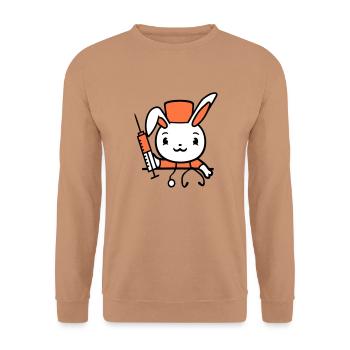 Bunny Doctor Seringue Infirmière Hôpital - Sweat-shirt Unisexe - moka - Devant - Alina (178cm) & Michal (187cm)