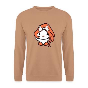 Bird Lady Woman Female Pretty Face Bow - Unisex Sweatshirt - mocha - Front - Alina (178cm) & Michal (187cm)
