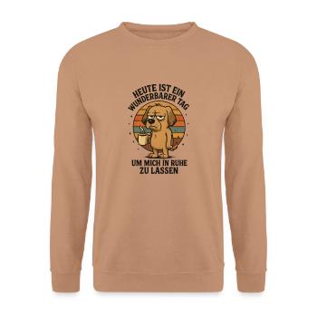 Funny Office Dog Saying with Coffee - Unisex Sweatshirt - mocha - Front - Alina (178cm) & Michal (187cm)