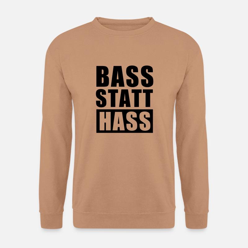 Bass statt Hass ! Peace Love Unity Respect Rave - Unisex Pullover - Mocca