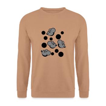 Beaucoup de souris regardant 4 trous de souris motif de trou mural - Sweat-shirt Unisexe - moka - Devant - Alina (178cm) & Michal (187cm)