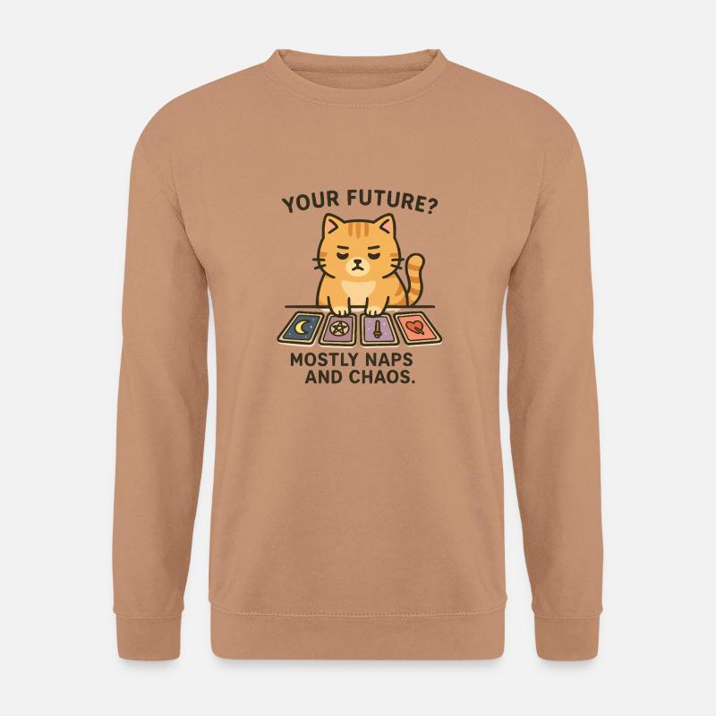 Ihre Zukunft? Meistens Nickerchen und Chaos, Katze, Tarot, - Unisex Pullover - Mocca
