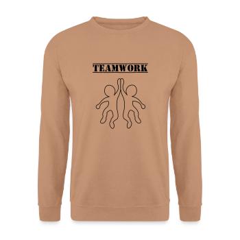 teamwork_01 - Unisex Pullover - Mocca - Vorne - Alina (178cm) & Michal (187cm)