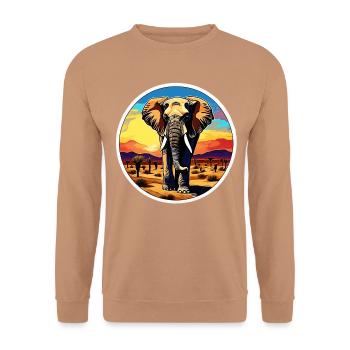 Elephant in the desert - Unisex Pullover - Mocca - Vorne - Alina (178cm) & Michal (187cm)