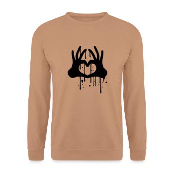 drops graffiti spray color 2 haende paar team ha - Unisex Sweatshirt - mocha - Front - Alina (178cm) & Michal (187cm)