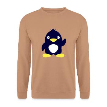 Mignon pingouin agitant l’Antarctique Pôle Sud Animal oiseau - Sweat-shirt Unisexe - moka - Devant - Alina (178cm) & Michal (187cm)