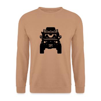 geländewagen - Unisex Pullover - Mocca - Vorne - Alina (178cm) & Michal (187cm)
