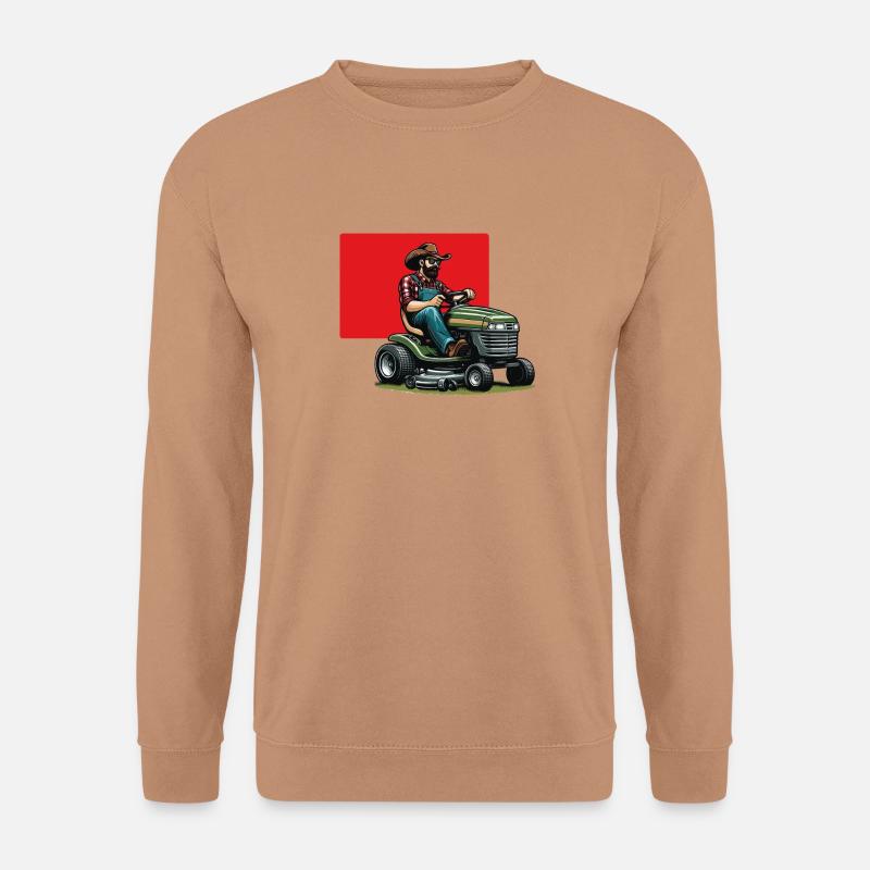 Mann auf Rasentraktor - Unisex Pullover - Mocca