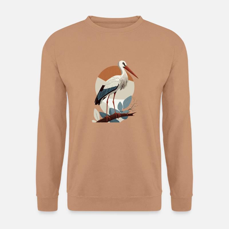 Storch, Vogel, Geburt, Schwangerschaft, Schwanger - Unisex Pullover - Mocca