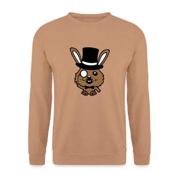 Sir Bunny Monocle Glasses Beard Top Hat Mr. Mr. - Unisex Sweatshirt - mocha - Front - Alina (178cm) & Michal (187cm)
