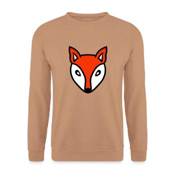 Fuchs Rotfuchs Wild Tier Schlau Wald Gesicht Kopf - Unisex Pullover - Mocca - Vorne - Alina (178cm) & Michal (187cm)