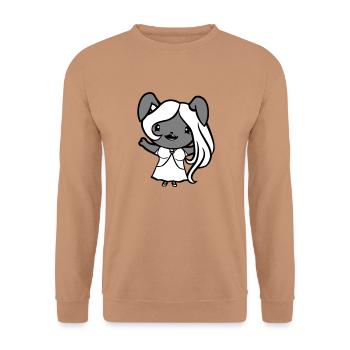 Bunny Girl Pretty Woman Bunny Waving Long Hair - Unisex Sweatshirt - mocha - Front - Alina (178cm) & Michal (187cm)