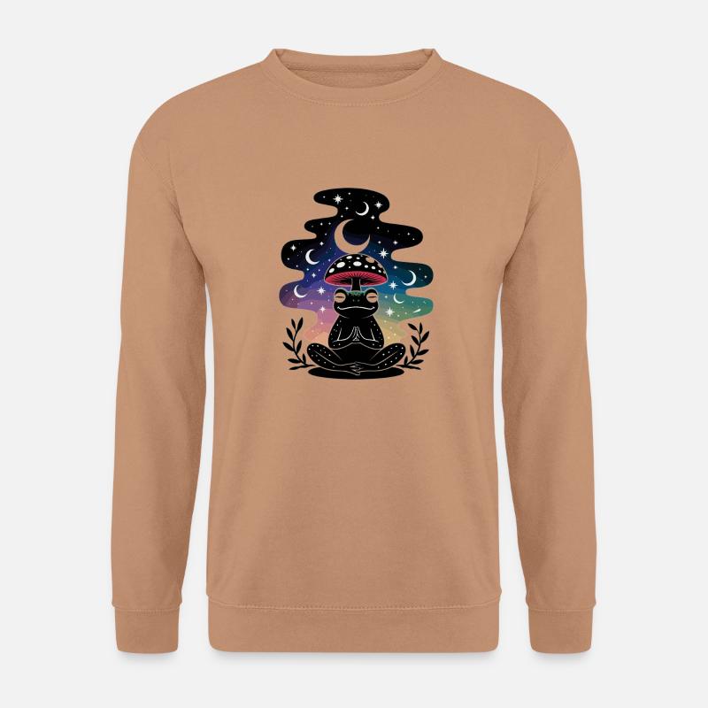 Meditierender Frosch unter Mond & Sternen - Unisex Pullover - Mocca