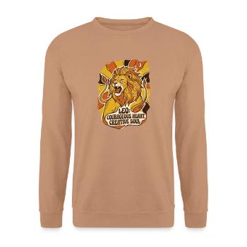 Sternzeichen Löwe Inschrift retro l70 Astrologie - Unisex Pullover - Mocca - Vorne - Alina (178cm) & Michal (187cm)