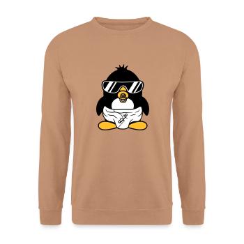 penguin baby child pacifier diaper sunglasses lu - Unisex Sweatshirt - mocha - Front - Alina (178cm) & Michal (187cm)