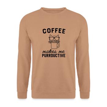 Coffee Makes Me Purrductive Cat - Unisex Sweatshirt - mocha - Front - Alina (178cm) & Michal (187cm)