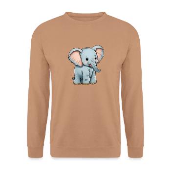 Total niedlicher Elefant - Unisex Pullover - Mocca - Vorne - Alina (178cm) & Michal (187cm)