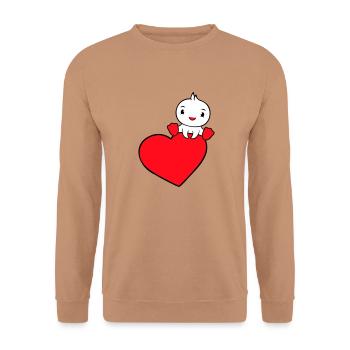 Canard Assis Sur Un Grand Coeur La Saint-Valentin Amour Doux - Sweat-shirt Unisexe - moka - Devant - Alina (178cm) & Michal (187cm)