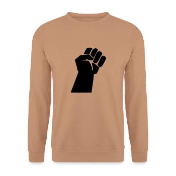 revolt fist - Sweat-shirt Unisexe - moka - Devant - Alina (178cm) & Michal (187cm)