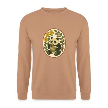 Ramen Panda - Unisex Sweatshirt - mocha - Front - Alina (178cm) & Michal (187cm)