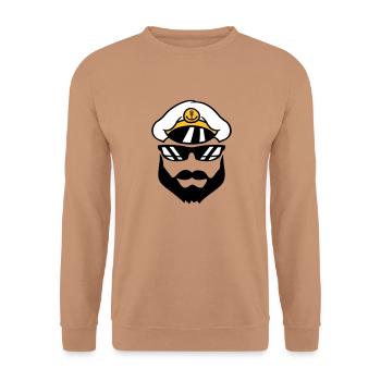 kapitaen muetze matrose seemann schiff crew team s - Unisex Pullover - Mocca - Vorne - Alina (178cm) & Michal (187cm)