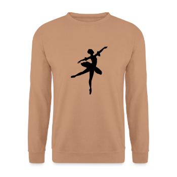 Vektor Balletttänzer Silhouette - Unisex Pullover - Mocca - Vorne - Alina (178cm) & Michal (187cm)