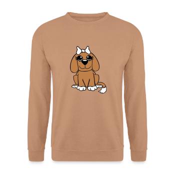 chien assis petit jolie dame arc femelle - Sweat-shirt Unisexe - moka - Devant - Alina (178cm) & Michal (187cm)