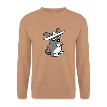 Maus großer Hut Sombrero Traurig Müde Gelangweilt - Unisex Pullover - Mocca - Vorne - Alina (178cm) & Michal (187cm)