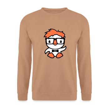 Bird Duck Nerd Geek Clever Intelligent Horn-Rimmed Glasses - Unisex Sweatshirt - mocha - Front - Alina (178cm) & Michal (187cm)