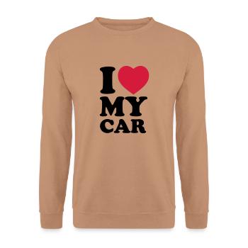 I love my car - Unisex Pullover - Mocca - Vorne - Alina (178cm) & Michal (187cm)