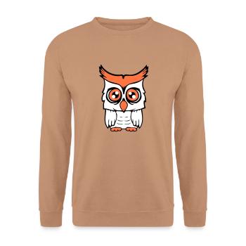 hibou oiseau aigle hibou hibou nuit oiseau effraie des granges chouette bande dessinée - Sweat-shirt Unisexe - moka - Devant - Alina (178cm) & Michal (187cm)