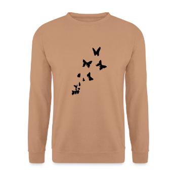 butterfly - schmetterlinge - Unisex Pullover - Mocca - Vorne - Alina (178cm) & Michal (187cm)