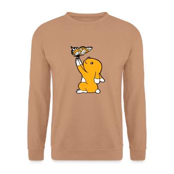 Bunny Butterfly Friends Holding Pretty Beautiful Cute - Unisex Sweatshirt - mocha - Front - Alina (178cm) & Michal (187cm)