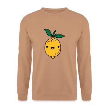 Fruit de citron kawaii - Sweat-shirt Unisexe - moka - Devant - Alina (178cm) & Michal (187cm)