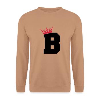 buchstabe_b_king_02 - Unisex Pullover - Mocca - Vorne - Alina (178cm) & Michal (187cm)