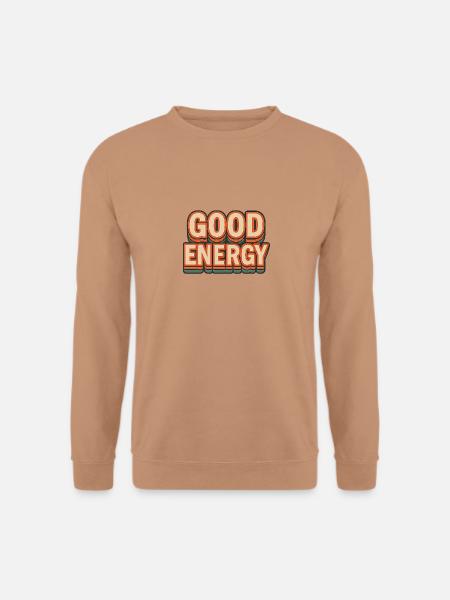 GOOD ENERGY – Retro Style Statement - Unisex Pullover - Mocca
